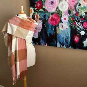 Gap Plaid Oversized Blanket Scarf Wrap Fringe – One Size